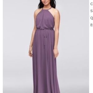 Purple halter David’s Bridal Bridesmaid Dress